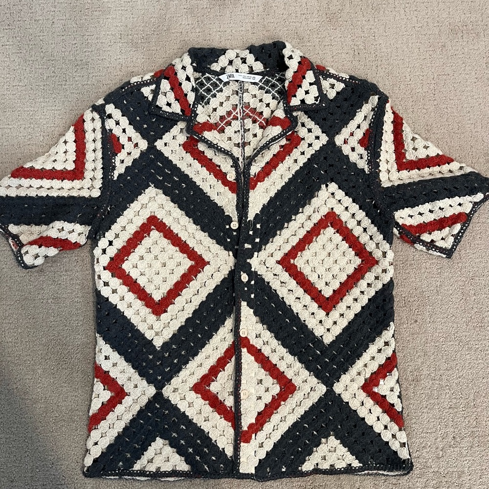 Zara crocheted mens shirt NWOT